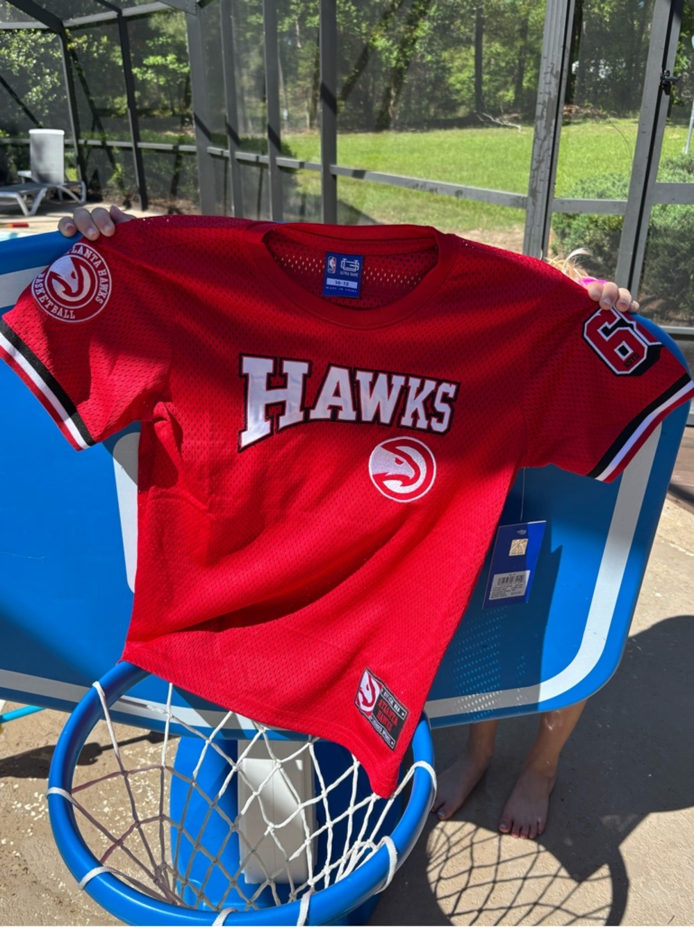 NWT Athleisure NBA Atlanta Hawks Red Mesh Jersey Team Crest Size Youth Large